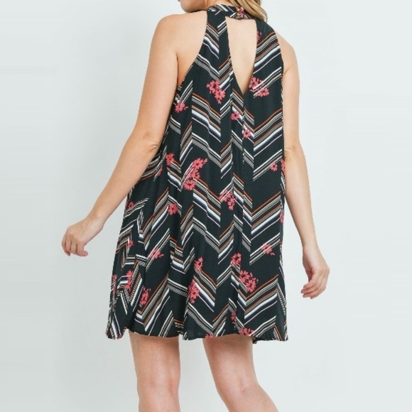 Mixed Print Mini Dress Black - Picture 5 of 11